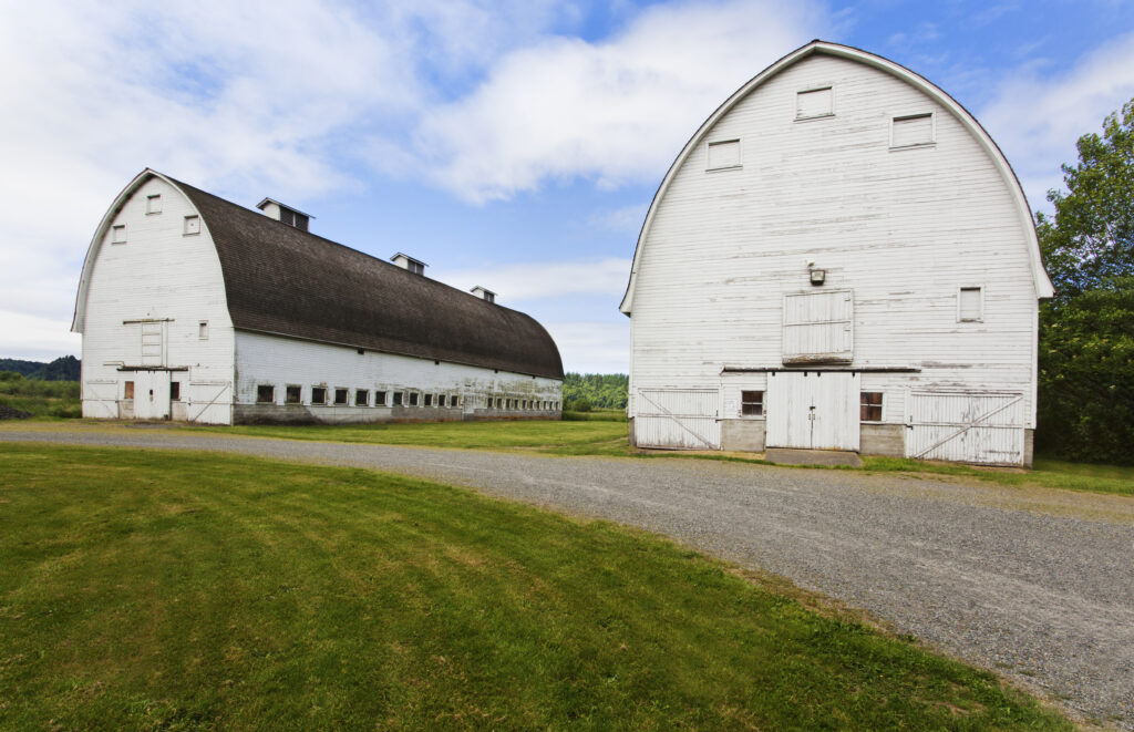 Old barns on farm, Olympia, Washington, United States